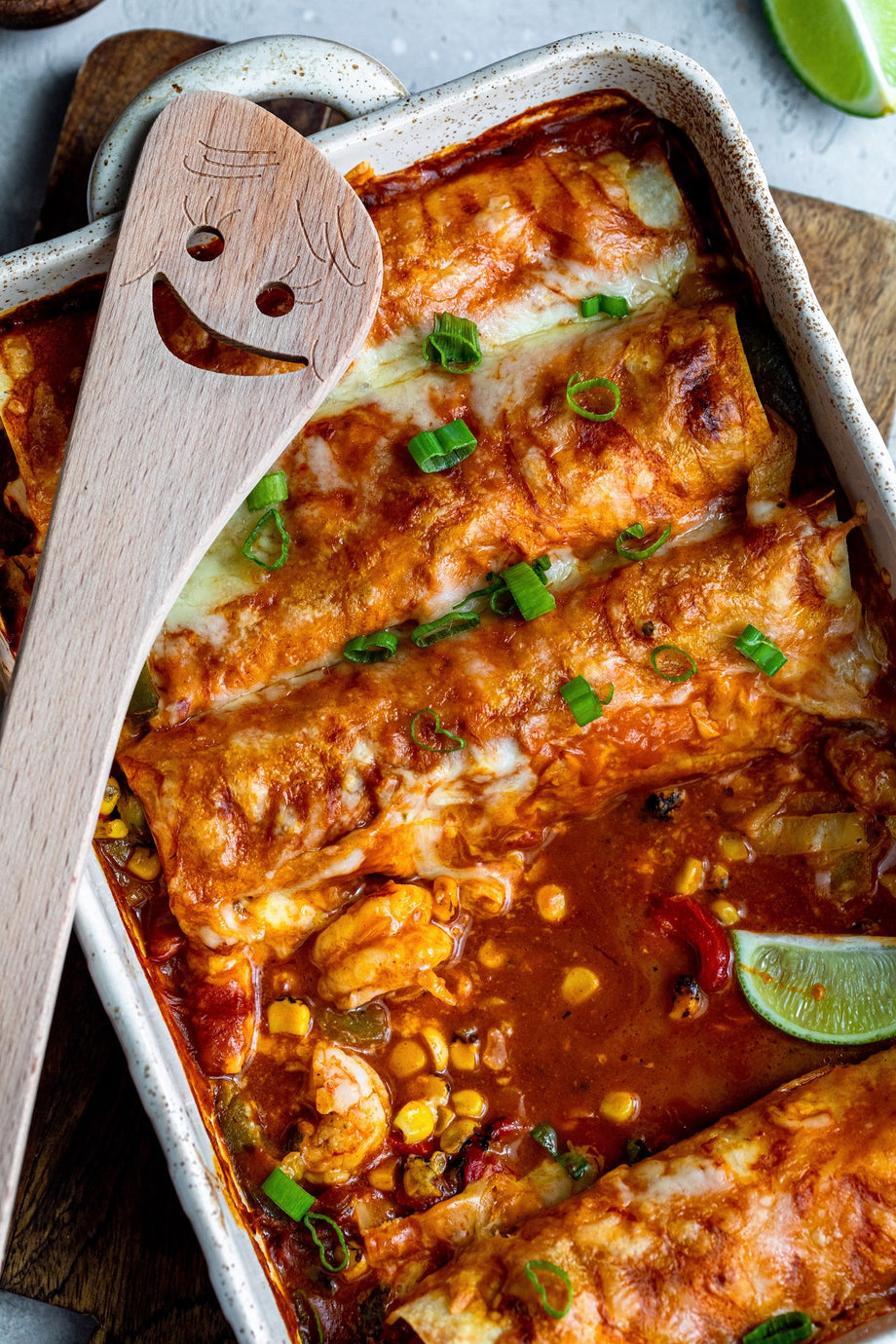 Shrimp Street Corn Enchiladas