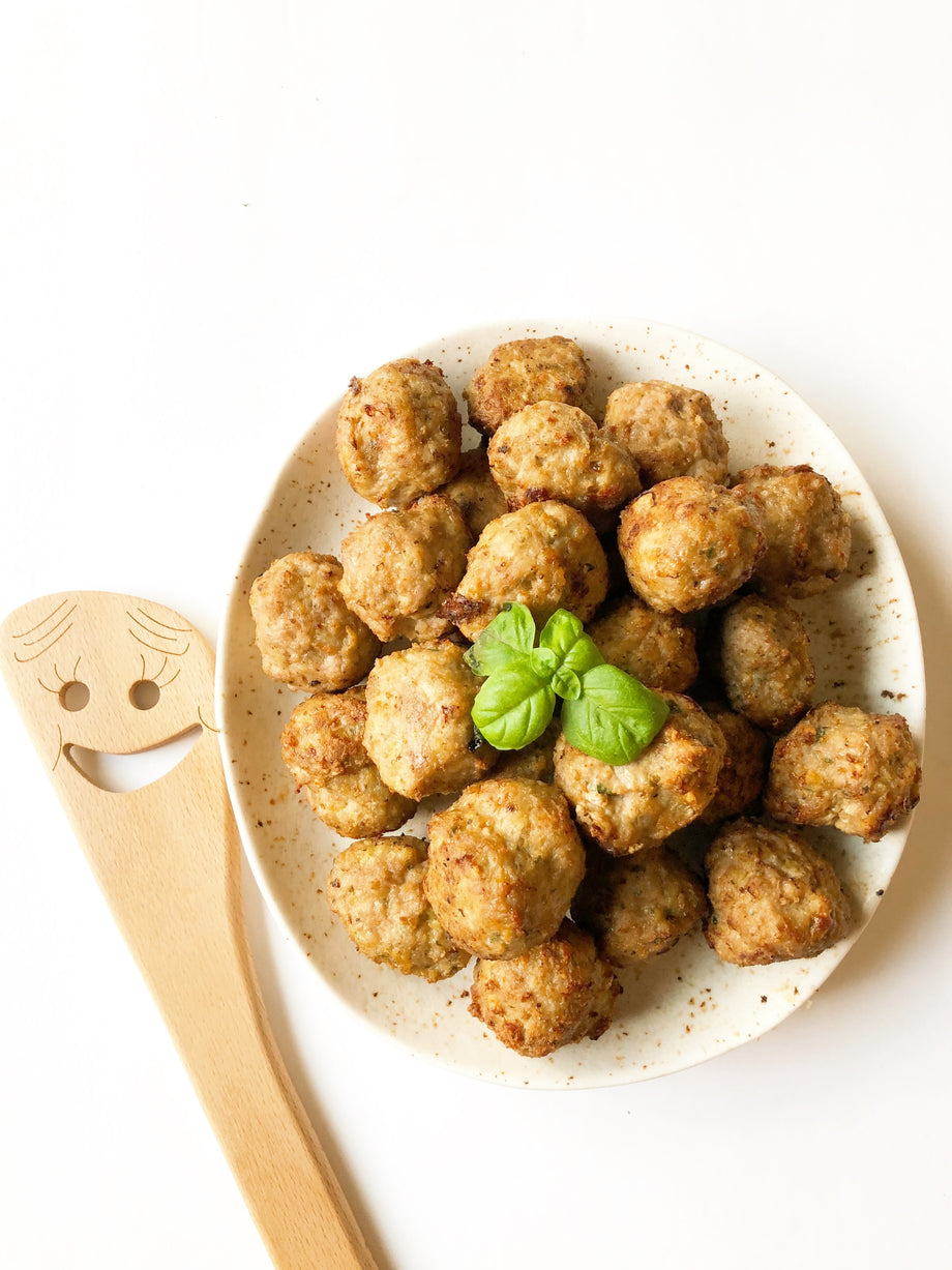 Air Fried Turkey Meatballs with Spaghetti Alfredo