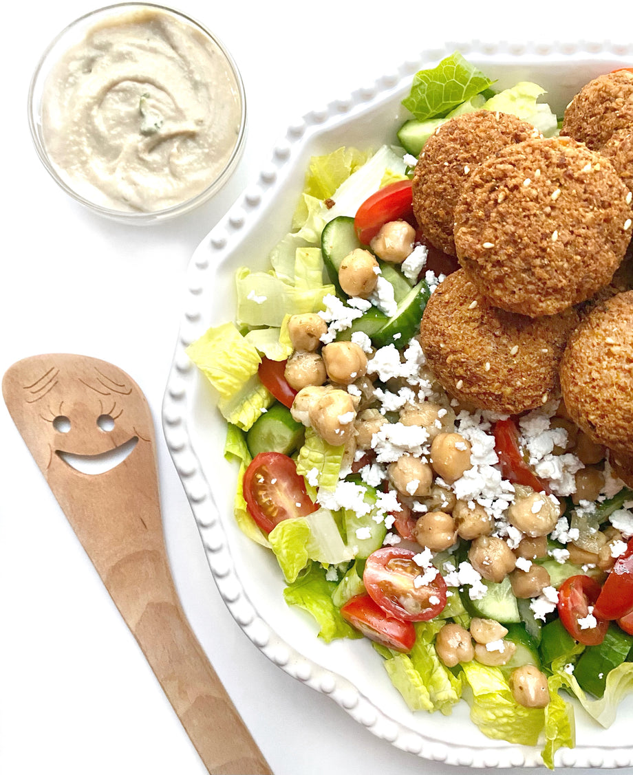 Falafel Salad with Creamy Garlic Tahini