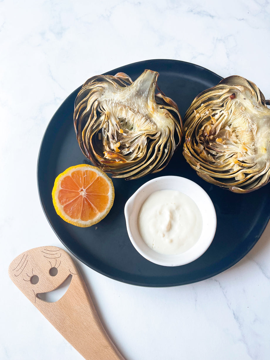 Grilled Artichokes with Lemon Garlic Aioli