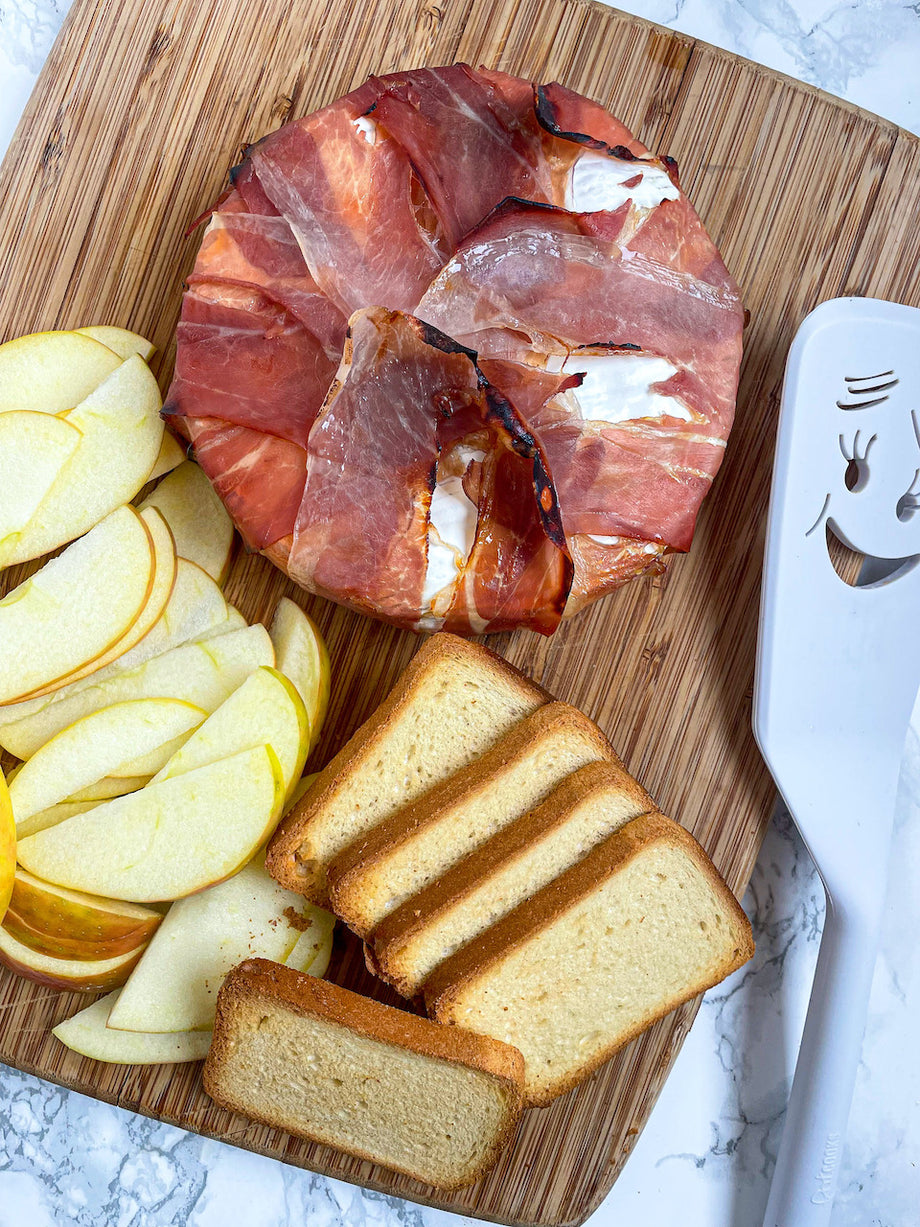 Prosciutto Wrapped Brie with Hot Honey