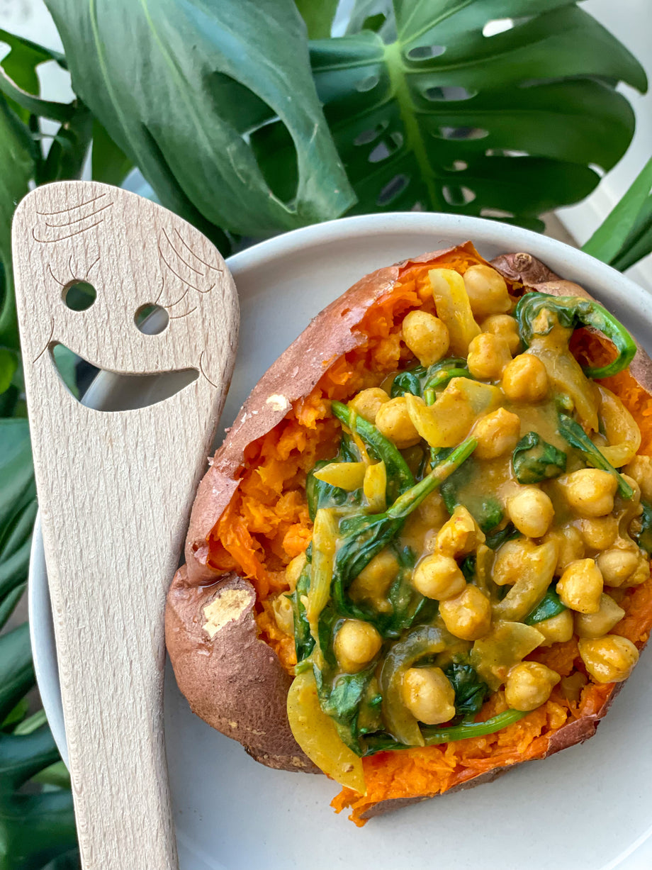 Curried Chickpea Stuffed Sweet Potato