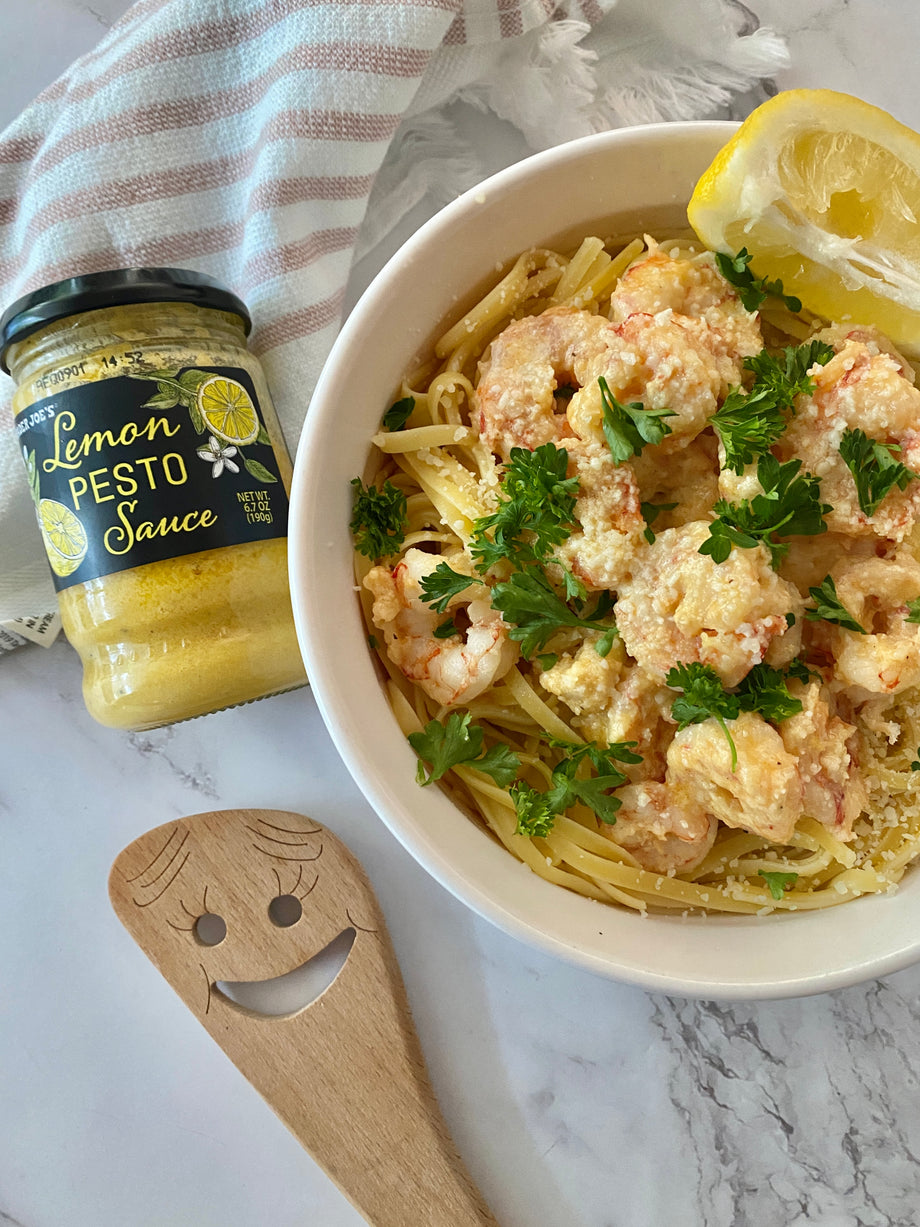Lemon Pesto Shrimp Linguine