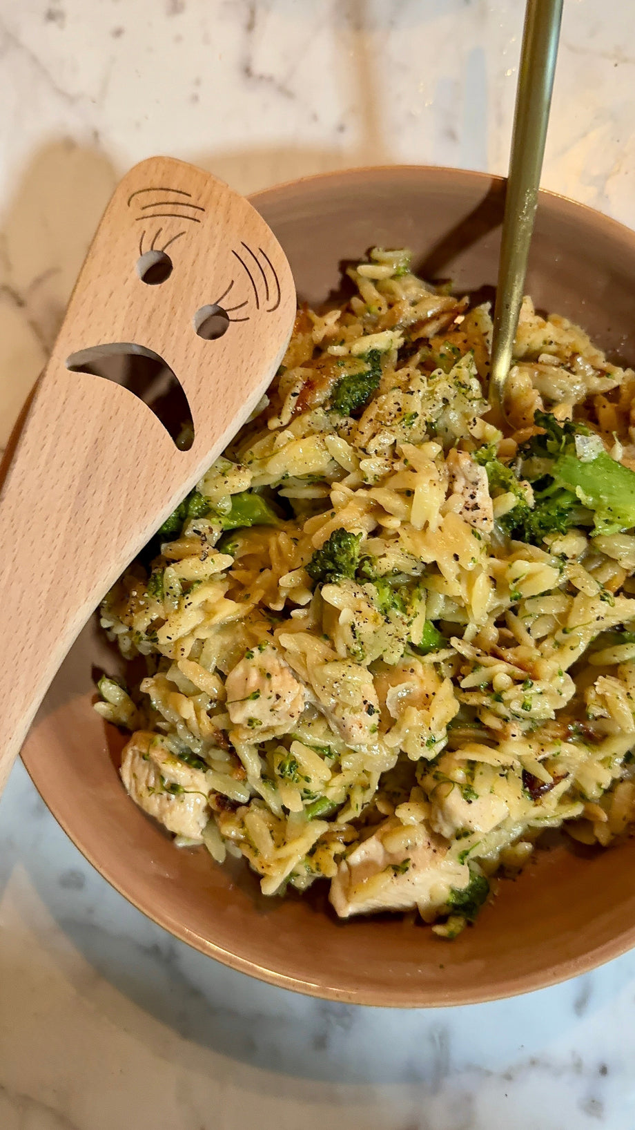 One Pot Cheesy Broccoli Chicken Orzo