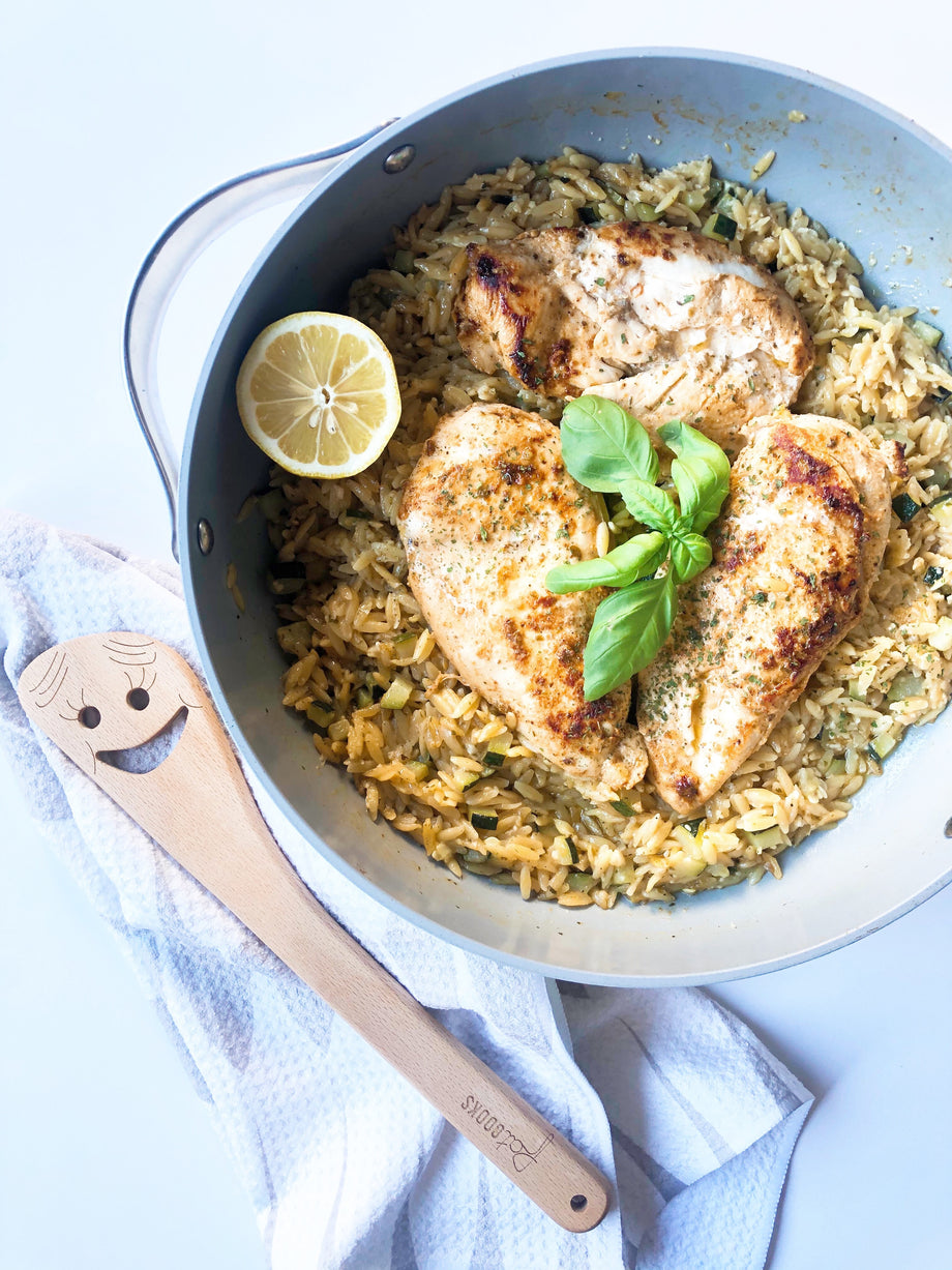 One Pot Greek Chicken & Zucchini Orzo