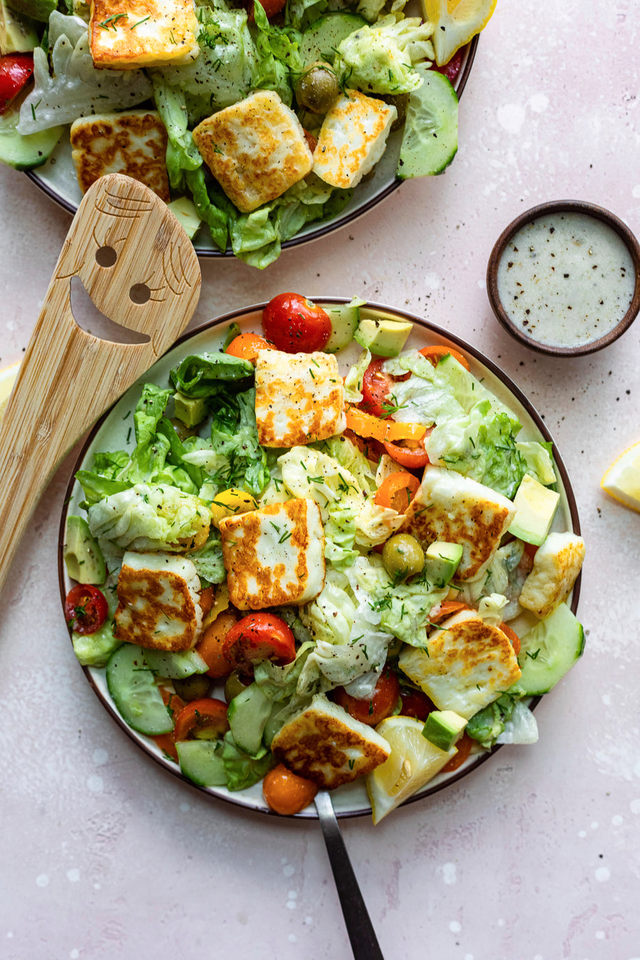 Fried Halloumi Greek Salad