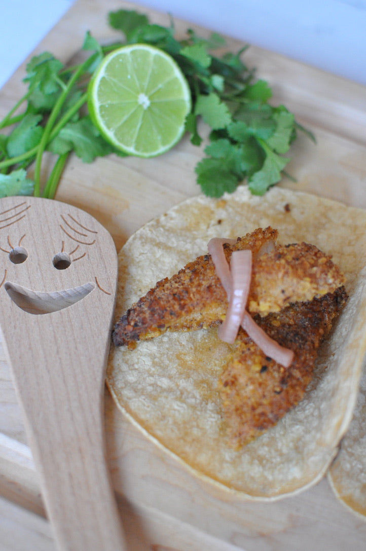 Plantain Crouton Crusted Fish Tacos