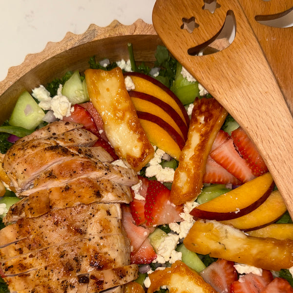 Hot Honey Halloumi Summer Chicken Salad