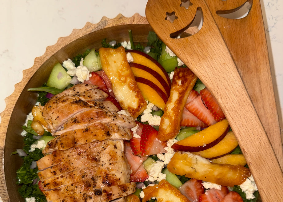 Hot Honey Halloumi Summer Chicken Salad