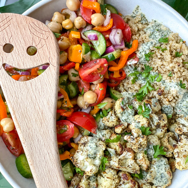 Za'atar Roasted Cauliflower, Quinoa & Greek Salad
