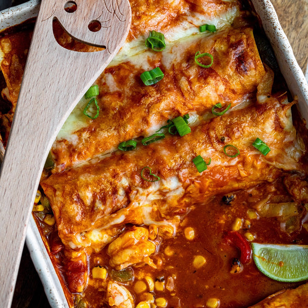 Shrimp Street Corn Enchiladas
