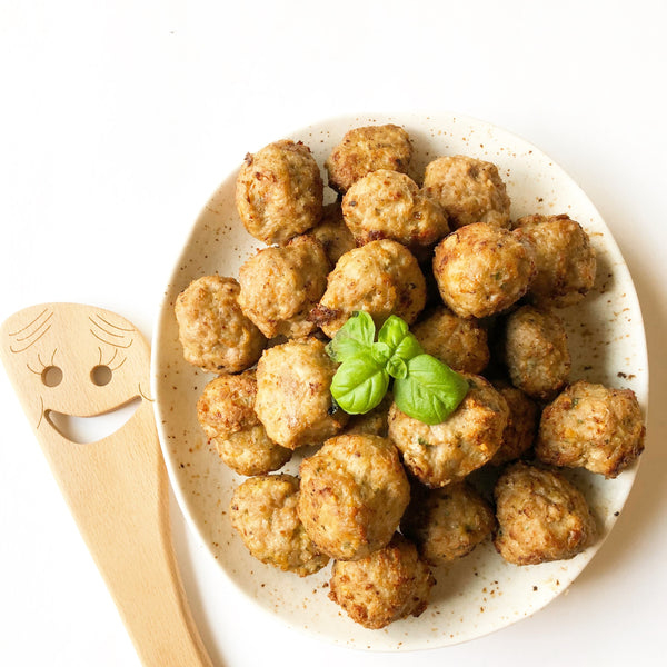 Air Fried Turkey Meatballs with Spaghetti Alfredo