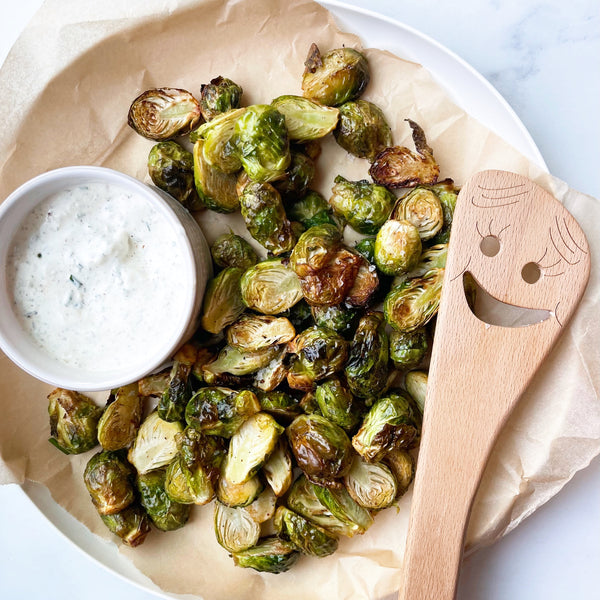 Crispy Brussels Sprouts with Green Goddess Dip
