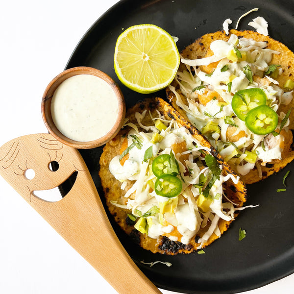 Fish Stick Tacos with Creamy Cilantro Lime Sauce