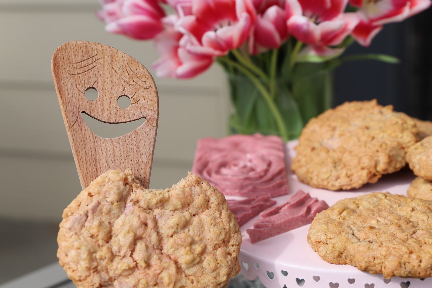 Raspberry Rose Oatmeal Chip Cookies