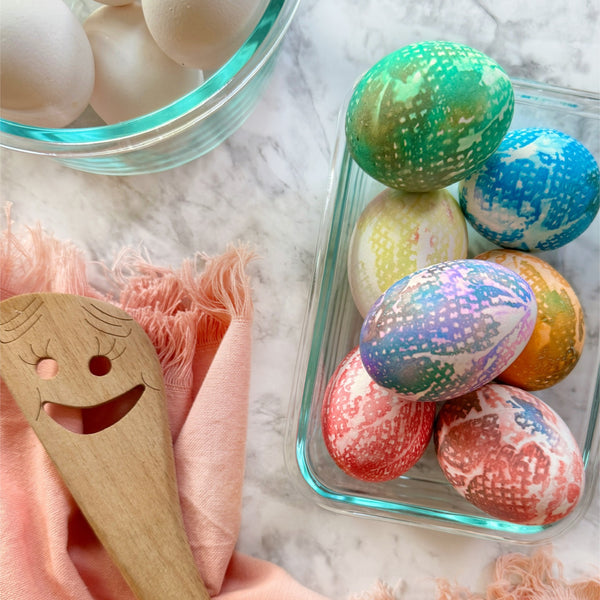 Paper Towel Stamped Easter Eggs
