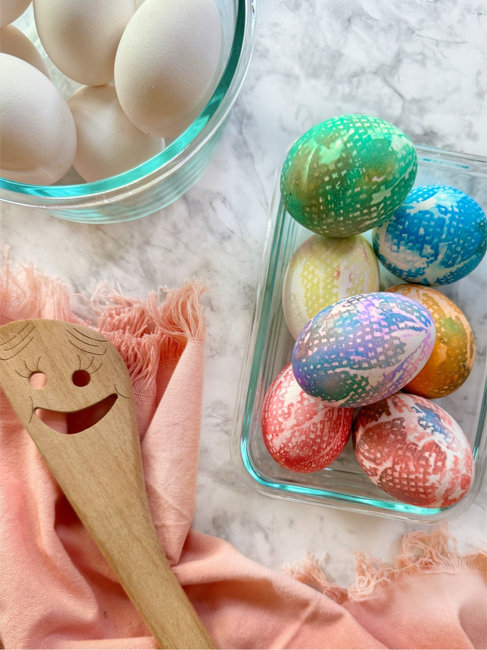 Paper Towel Stamped Easter Eggs