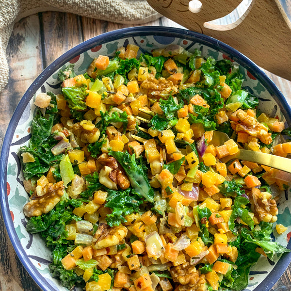 Holiday Hash Salad with Maple Tahini Dressing