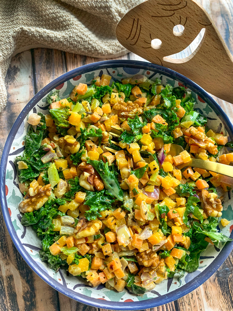 Holiday Hash Salad with Maple Tahini Dressing
