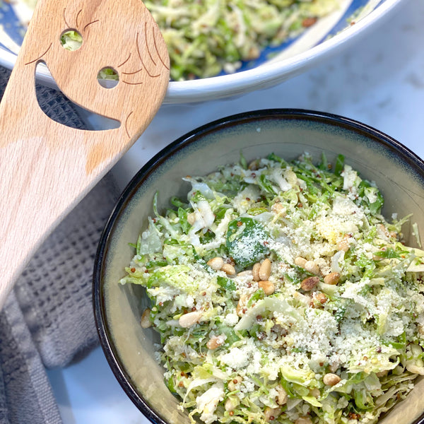 Shaved Brussels Sprout Salad with Toasted Pine Nuts