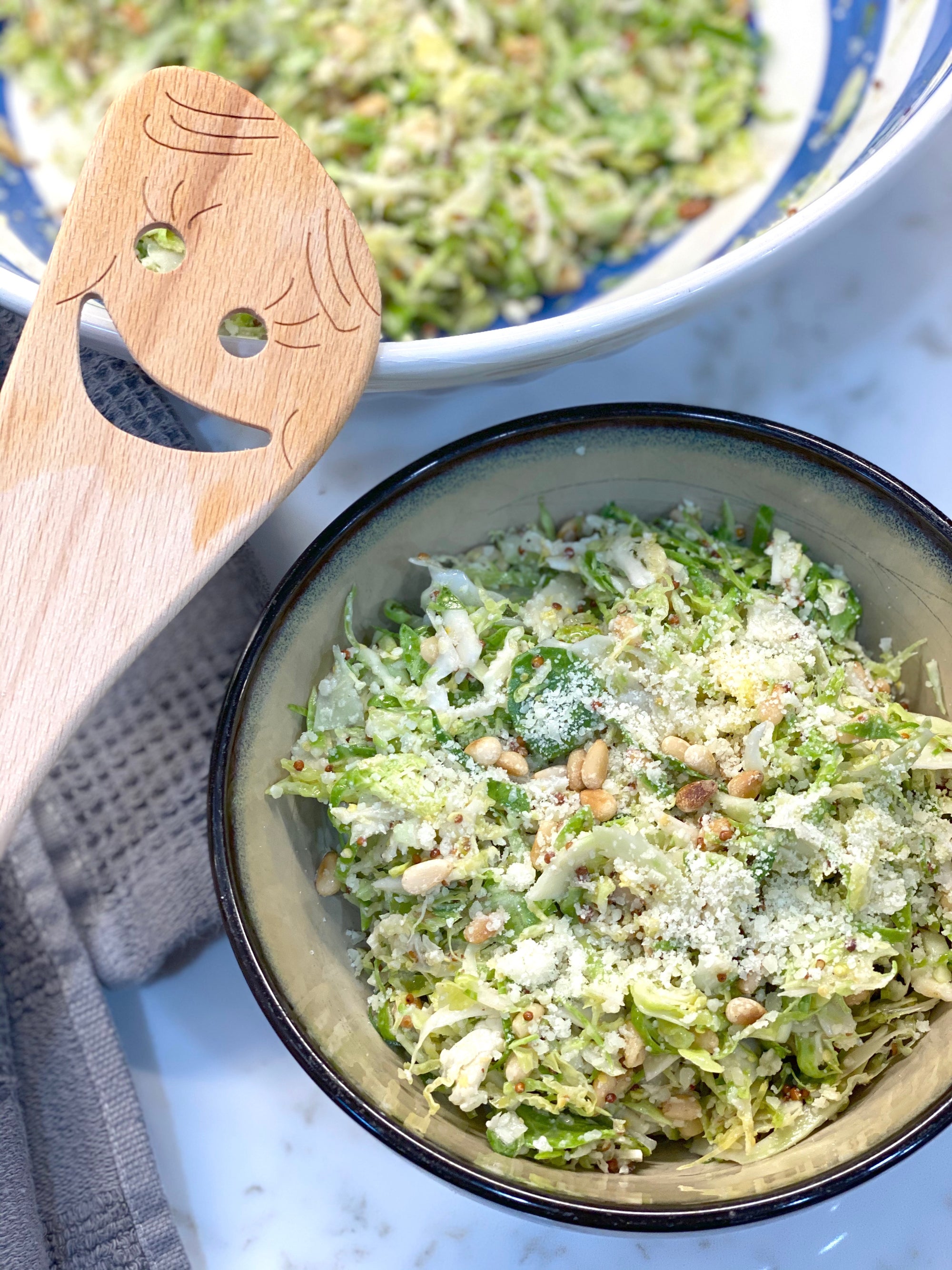 Shaved Brussels Sprout Salad with Toasted Pine Nuts