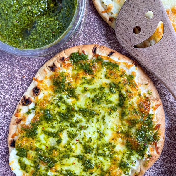 Goat Cheese Pizza with Chimichurri Sauce
