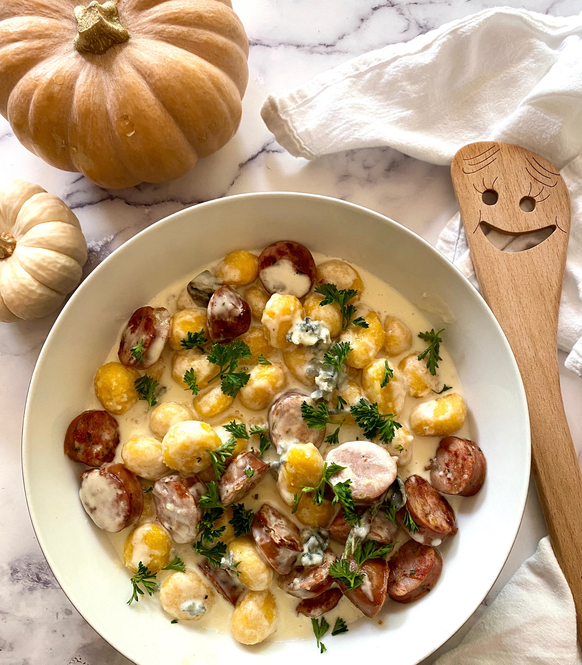 Pumpkin Gnocchi with Gorgonzola Cream Sauce