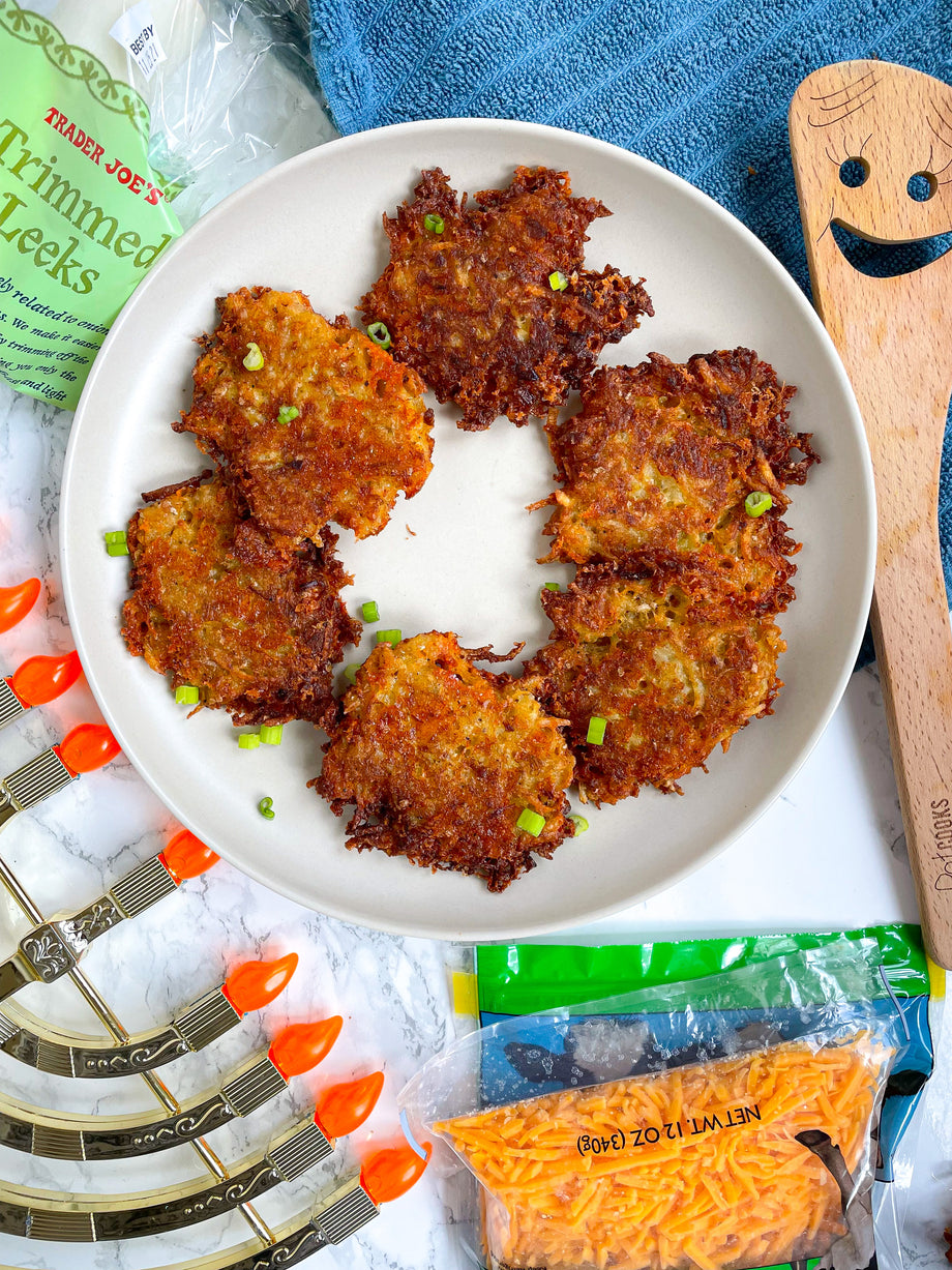 Cheddar Leek Potato Latkes