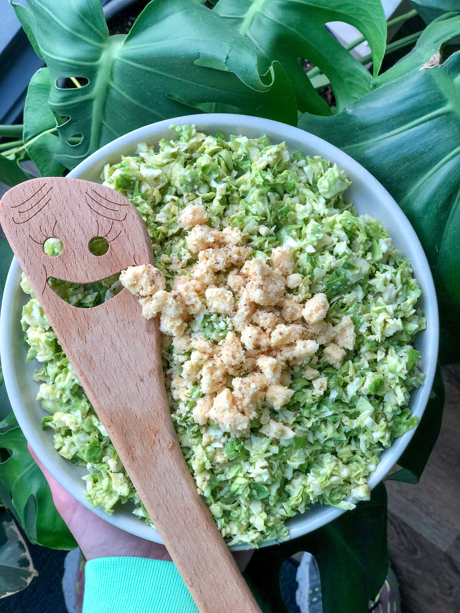 Brussels Sprouts Caesar Salad with Truffle Cheese Bites