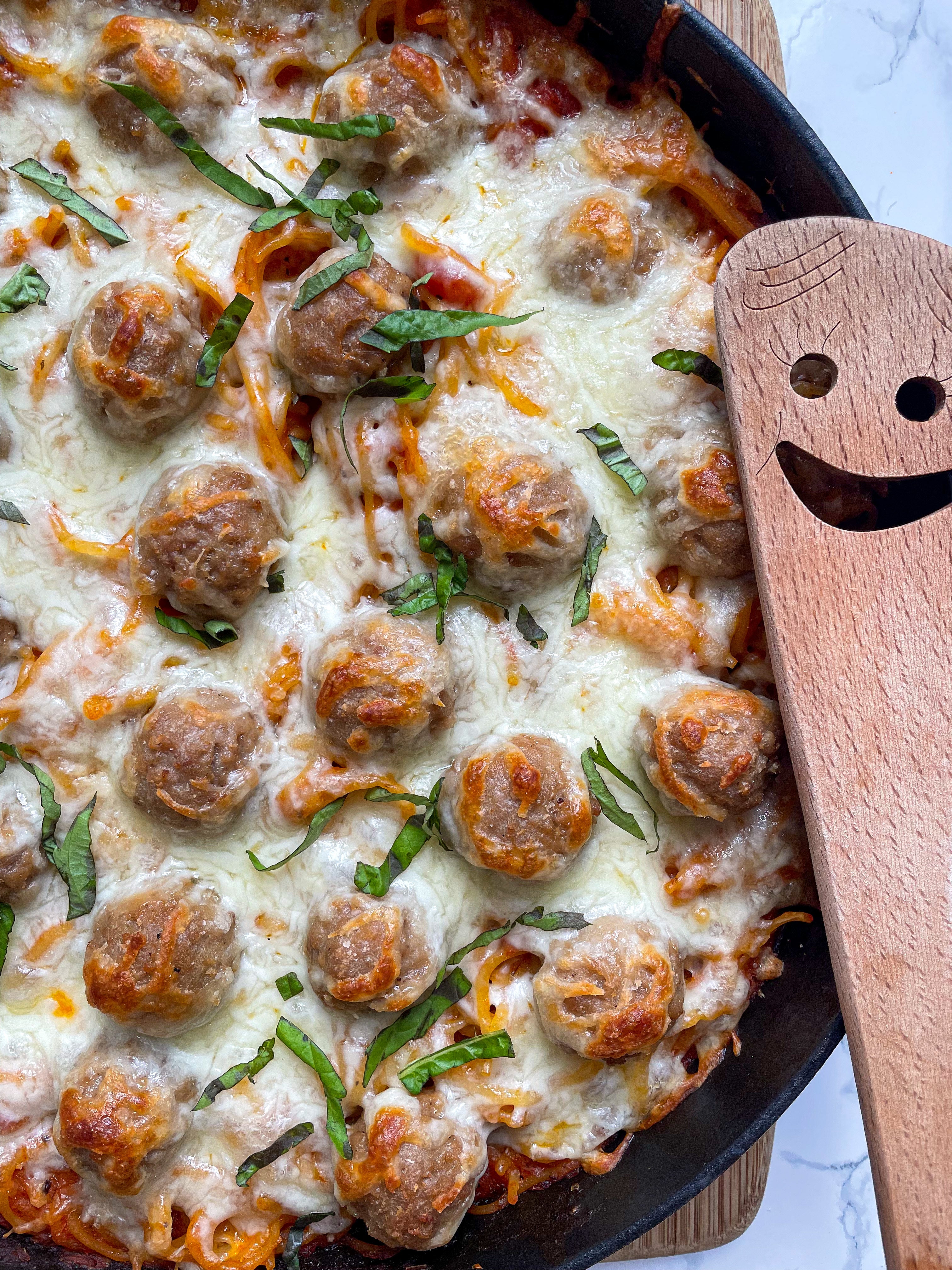 Oven Baked Spaghetti Meatballs