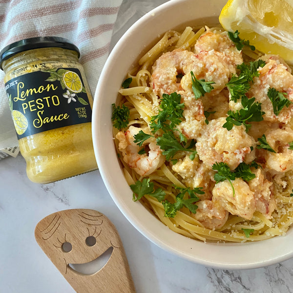 Lemon Pesto Shrimp Linguine