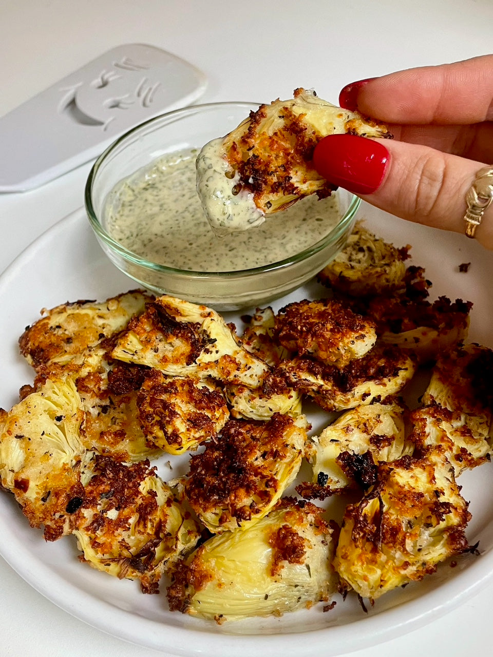 Crispy Artichoke Hearts with Tahini Pat Cooks