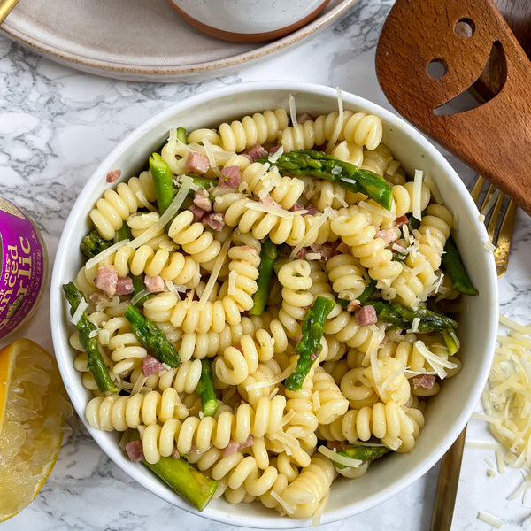 Lemon Asparagus Pancetta Pasta