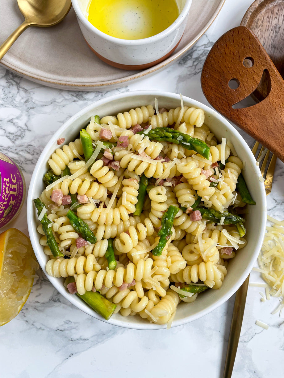 Lemon Asparagus Pancetta Pasta