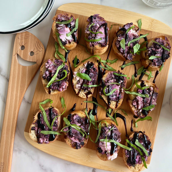 Blueberry Goat Cheese & Basil Crostini
