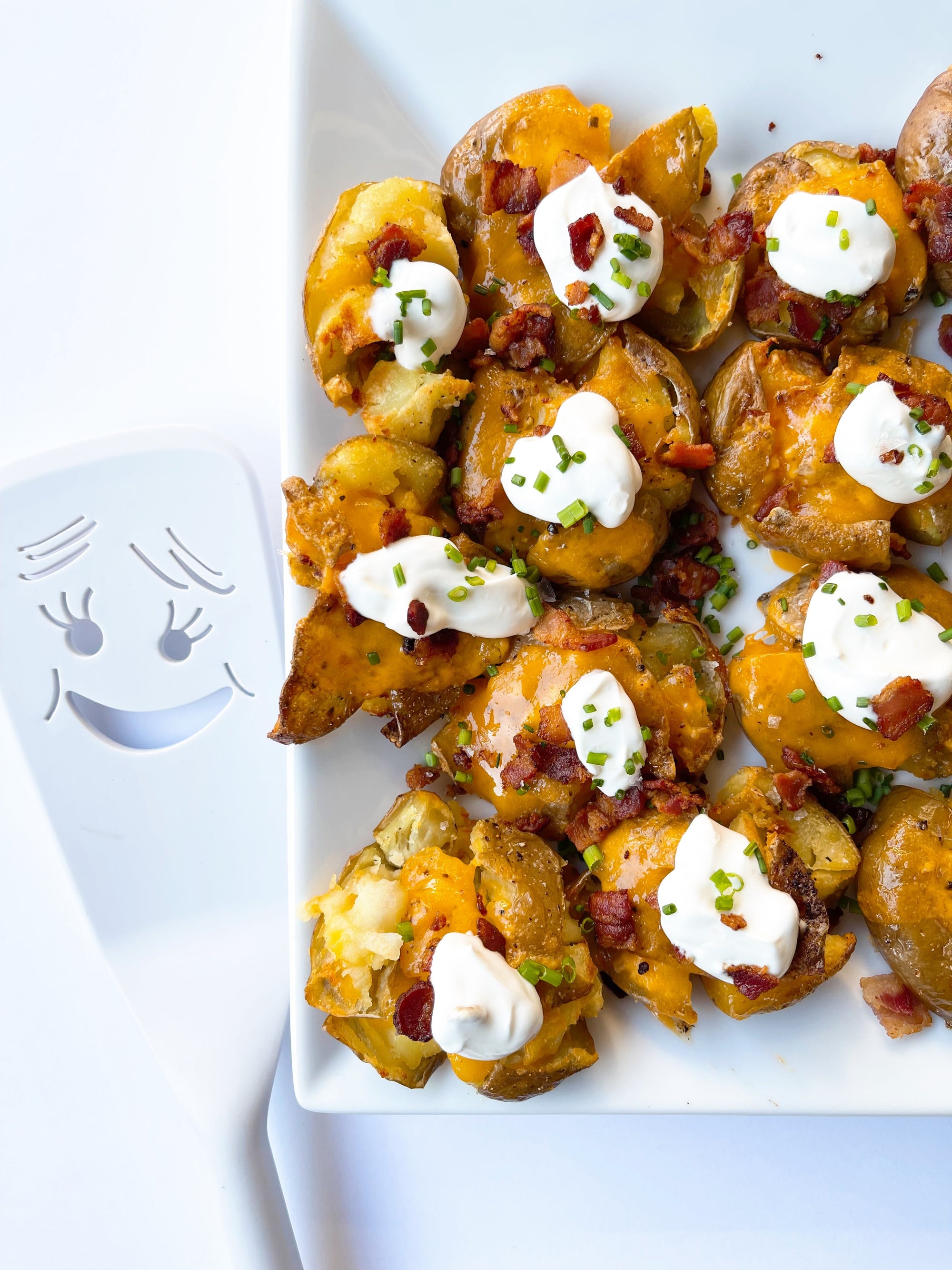 Loaded Air Fried Smashed Potatoes