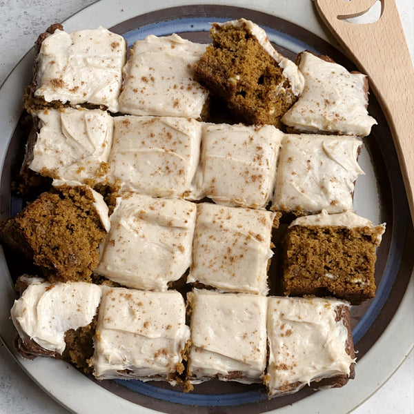 Pumpkin Cake with White Chocolate Chips & Pumpkin Spice Frosting