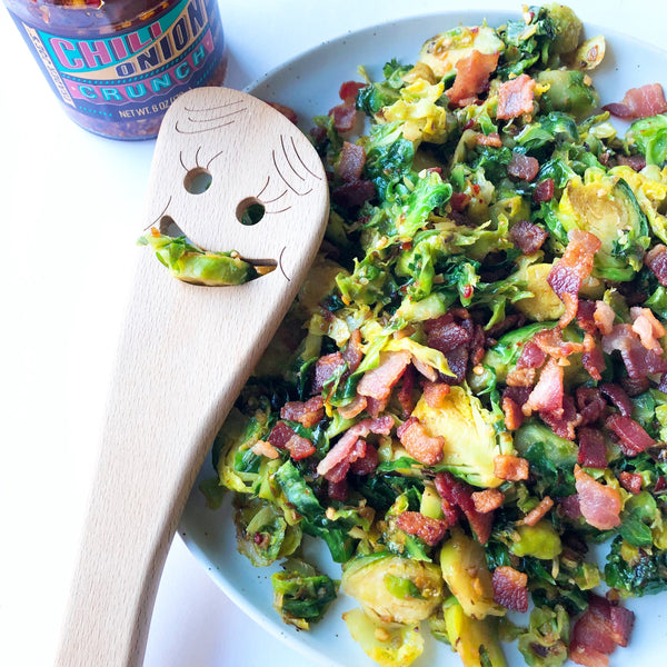Chili Onion Crunch Brussels Sprouts