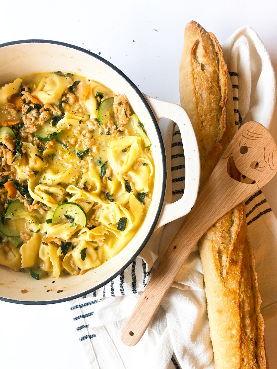 Chicken Sausage & Tuscan Kale Tortellini Soup