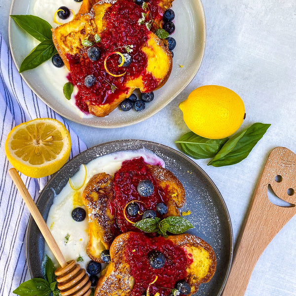 Brioche French Toast with Raspberry Compote & Whipped Ricotta