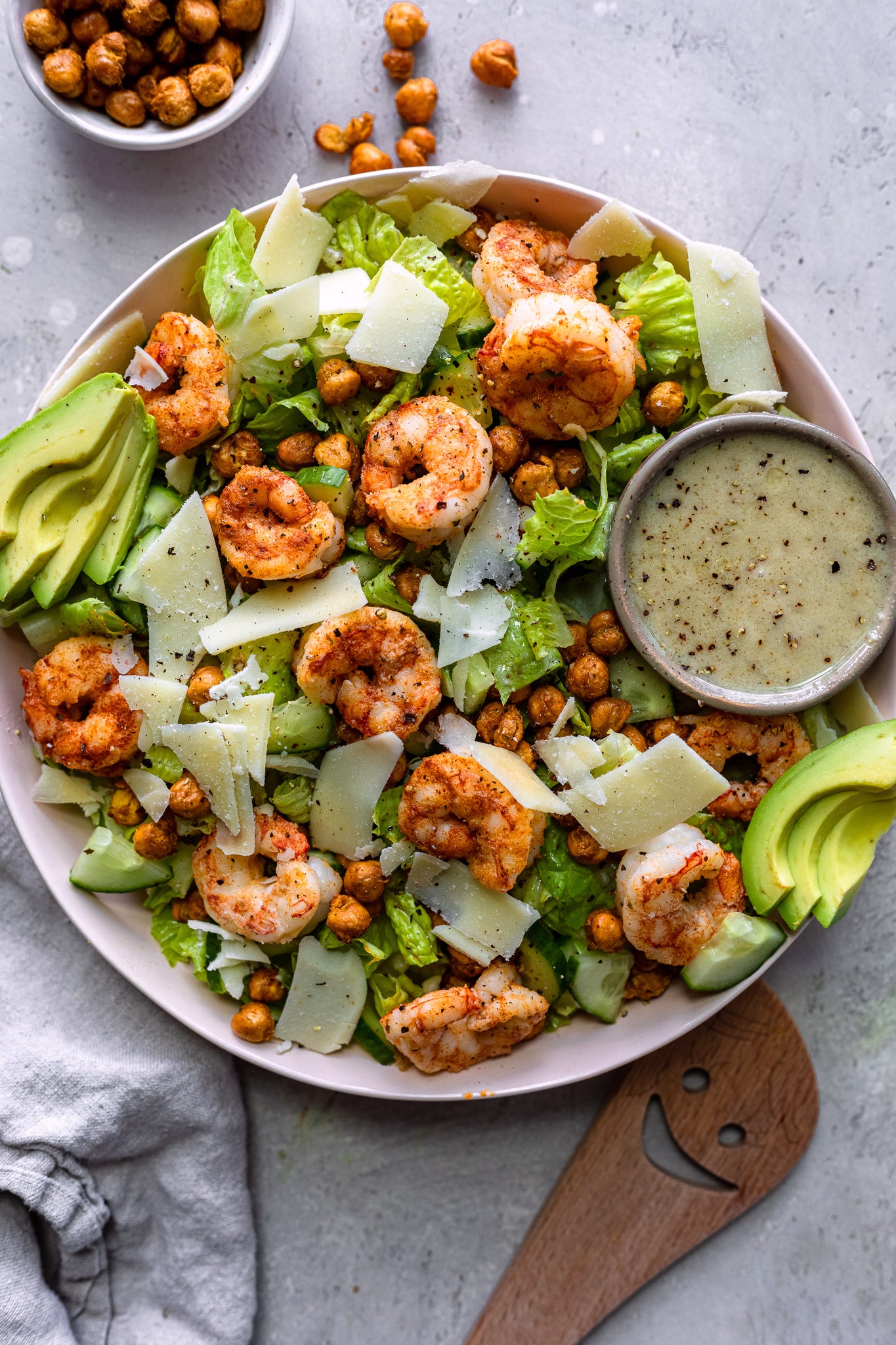 Shrimp Caesar Salad With Air Fried Chickpeas