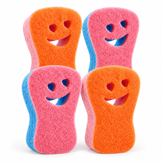 Clementine and Rose and Flamingo and Ocean Sudsy Pat sponge colorways