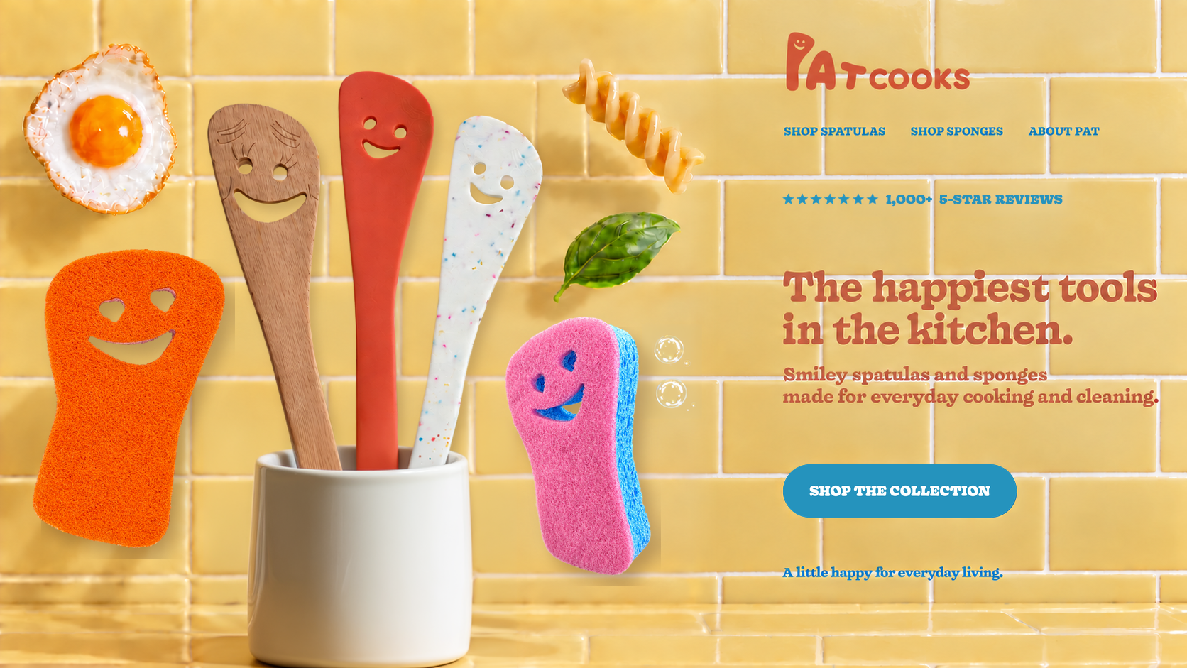 Pat Cooks smiley spatulas and sponges
